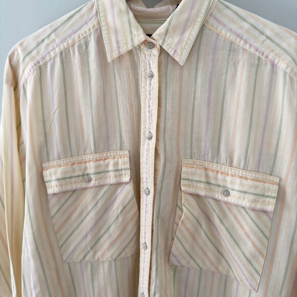 Liz Sport Pastel Striped Long Sleeve Button Down Shirt - Picture 2 of 9
